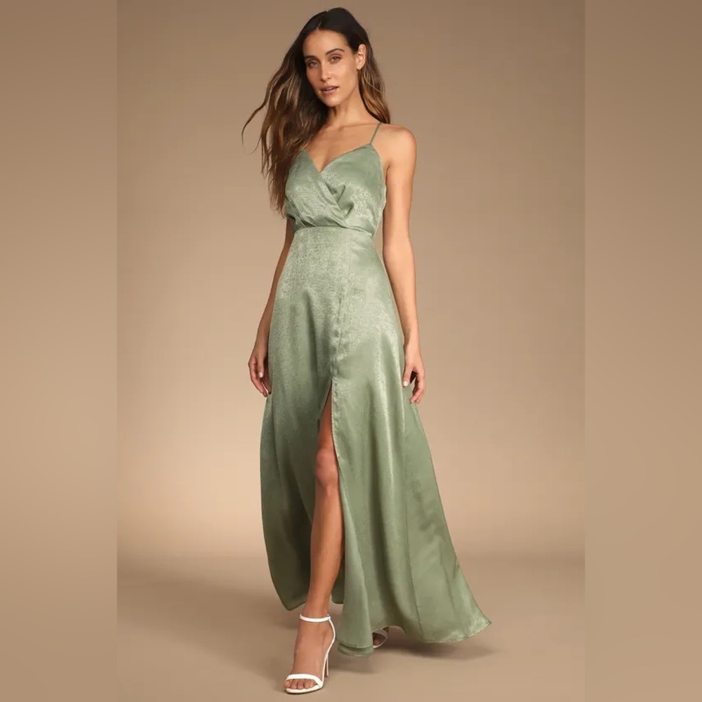 Constantine Dusty Sage Satin Maxi Dress